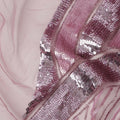 Dusty Rose Linear Sequin Embroidered Nylon Tulle Fabric, 140 cm Width, Made in India – 3 Meter-D23523