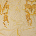 Golden Yellow Floral Beaded Embroidered Nylon Tulle Fabric, 140 cm Width, Made in India – 3 Meter-D23527