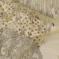 Champagne Gold Crystal and Sequin Embroidered Nylon Tulle Fabric, 140 cm Width, Made in India – 3 Meter-D23529