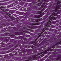 Purple Wave Sequin and Net Pattern Embroidered Nylon Tulle Fabric, 140 cm Width, Made in India – 3 Meter-D23531