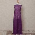 Purple Wave Sequin and Net Pattern Embroidered Nylon Tulle Fabric, 140 cm Width, Made in India – 3 Meter-D23531