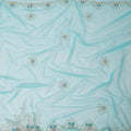 Aqua Blue Starburst Beaded and Border Embroidered Nylon Tulle Fabric, 140 cm Width, Made in India – 3 Meter-D23532