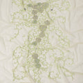 Ivory and Pistachio Floral Sequin and Thread Embroidered Nylon Tulle Fabric, 140 cm Width, Made in India – 3 Meter-D23533
