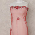 Scarlet Red Embroidered Tulle Fabric Piece 3m