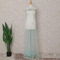 Pale Ice Blue Embroidered Tulle Fabric Piece 3m