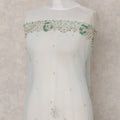 Pale Ice Blue Embroidered Tulle Fabric Piece 3m