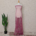 Raspberry Magenta Embroidered Tulle Fabric Piece 3m