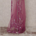 Raspberry Magenta Embroidered Tulle Fabric Piece 3m