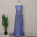 Royal Blue Embroidered Tulle Fabric Piece 3m