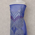 Royal Blue Embroidered Tulle Fabric Piece 3m