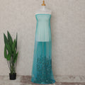Deep Teal Blue Embroidered Tulle Fabric Piece 3m