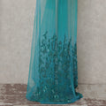Deep Teal Blue Embroidered Tulle Fabric Piece 3m