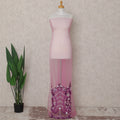 Orchid Pink Embroidered Tulle Fabric Piece 3m