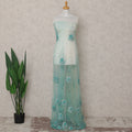 Seafoam Aqua Green Embroidered Tulle Fabric Piece 3m