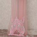 Blush Rose Pink Embroidered Tulle Fabric Piece 3m