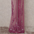 Deep Mulberry Pink Embroidered Tulle Fabric Piece 3m