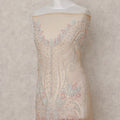 Champagne Nude Beige Embroidered Tulle Fabric Piece 3m
