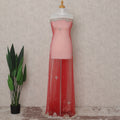 Scarlet Red Embroidered Tulle Fabric 3m Piece