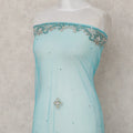 Sky Blue Embroidered Tulle Fabric 3m Piece