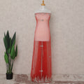 Crimson Red Embroidered Tulle Fabric 3m Piece