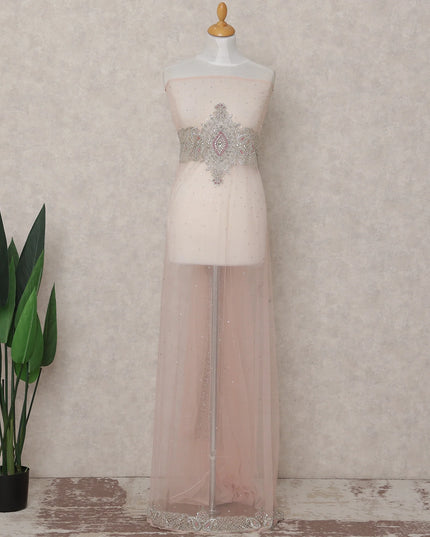 Blush Pink Embroidered Tulle Fabric 3m Piece