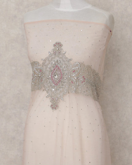 Blush Pink Embroidered Tulle Fabric 3m Piece
