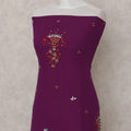 Plum Purple Embroidered Tulle Fabric 3m Piece