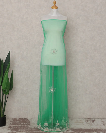 Mint Green Embroidered Tulle Fabric 3m Piece