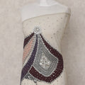 Plum Wine and Peach Multicolor Embroidered Tulle 3m Piece