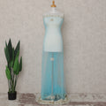 Powder Blue Embroidered Tulle Fabric 3m Piece