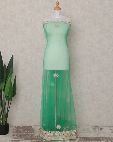 Jade Green Embroidered Tulle Fabric 3m Piece