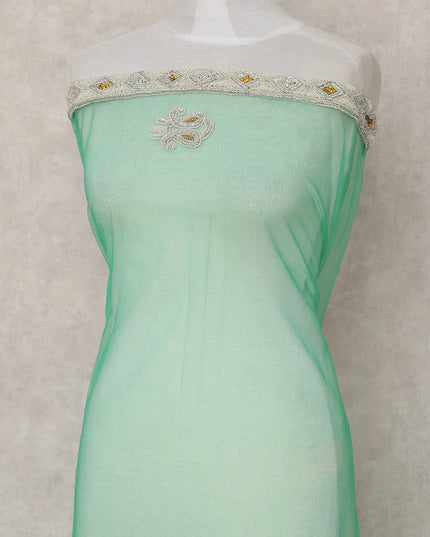 Jade Green Embroidered Tulle Fabric 3m Piece