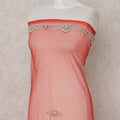 Coral Red Embroidered Tulle Fabric 3m Piece
