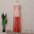 Vermilion Red Embroidered Tulle Fabric 3m Piece