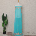 Turquoise Blue Embroidered Tulle Fabric 3m Piece