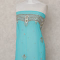 Turquoise Blue Embroidered Tulle Fabric 3m Piece