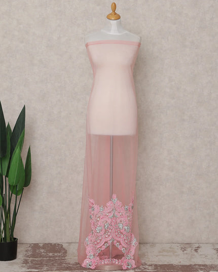 Baby Pink Embroidered Tulle Fabric 3m Piece