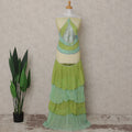 Lime Green and Mint Embroidered Tulle Fabric 3m Piece
