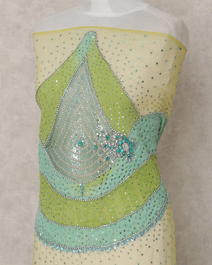 Lime Green and Mint Embroidered Tulle Fabric 3m Piece
