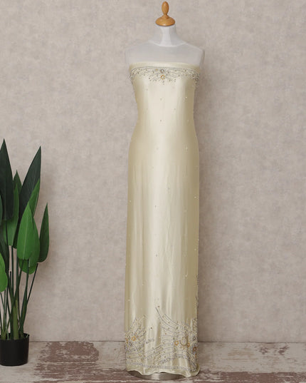 Ivory Cream Embroidered Tulle Fabric 3m Piece