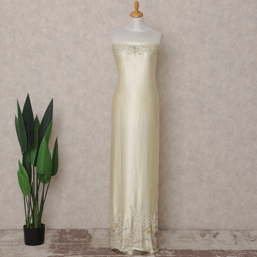 Ivory Cream Embroidered Tulle Fabric 3m Piece
