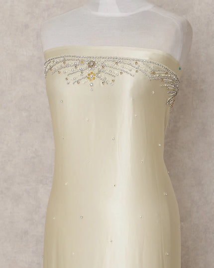 Ivory Cream Embroidered Tulle Fabric 3m Piece