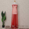 Ruby Red Embroidered Tulle Fabric 3m Piece