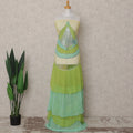 Aqua Mint and Lime Green Embroidered Tulle Fabric 3m Piece