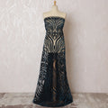 Sophisticated Navy Blue Sequined Nylon Tulle Fabric, 140 cm Wide â€“ Art Deco Inspired Design-D19229 Regal Fabrics