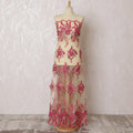 Elegant Pink and Cream Embroidered Nylon Tulle Fabric, 140 cm Wide â€“ Exotic Floral Design-D19238 Regal Fabrics