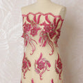 Elegant Pink and Cream Embroidered Nylon Tulle Fabric, 140 cm Wide â€“ Exotic Floral Design-D19238 Regal Fabrics