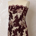 Elegant Maroon and Silver Embroidered Nylon Tulle Fabric, 140 cm Wide â€“ Sophisticated Floral Design-D19252 Regal Fabrics