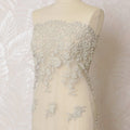 Elegant Silver Embroidered Nylon Tulle Fabric, 140 cm Wide â€“ Luxurious Vine and Floral Design-D19263 Regal Fabrics