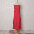 Elegant Red Blended Cotton Fabric with Intricate Floral Embroidery - 110 cm Width X 3.0 Mtrs-D19764 Regal Fabrics